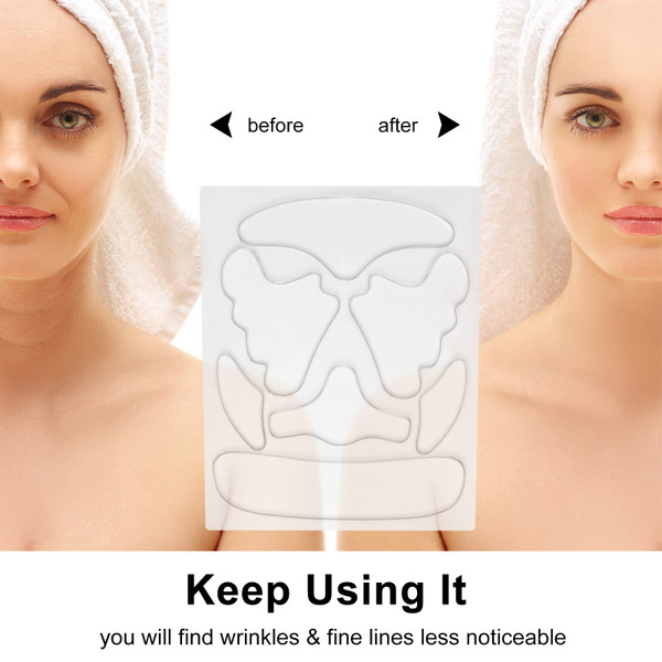 7 In 1 Facial Patches Wrinkle Remover Pads for Forehead Cheek Neck Anti Wrinkle Treatment Silicone Smoothing Wrinkle Patches for Face Skin Care