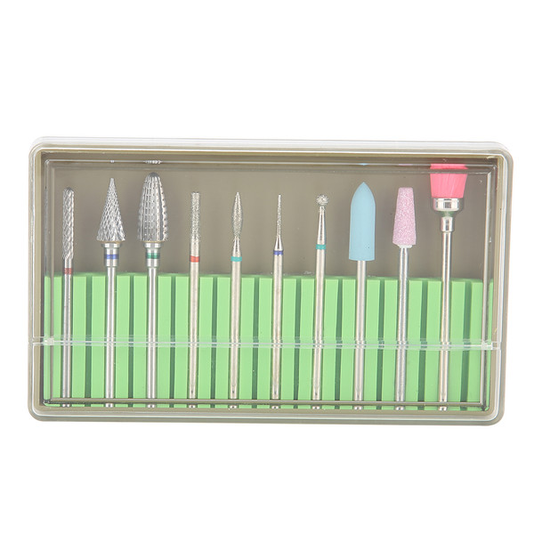 10pcs Electric Nail Drill Bits Kit Manicure Pedicure Nail Polishing Machine Spare Parts Accessory