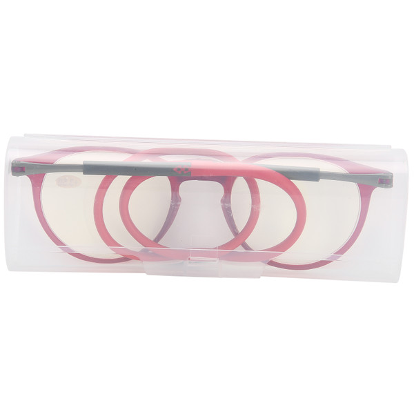 Eldely Magnetic Reading Glasses Portable Stylish Blue Light Blocking Presbyopic Glasses(+150 Red)