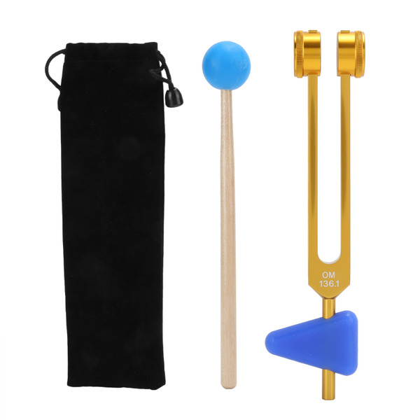 136.1HZ Aluminum Alloy Tuning Fork Sound Healing Therapy Tuning Fork with HammerLuxury Gold