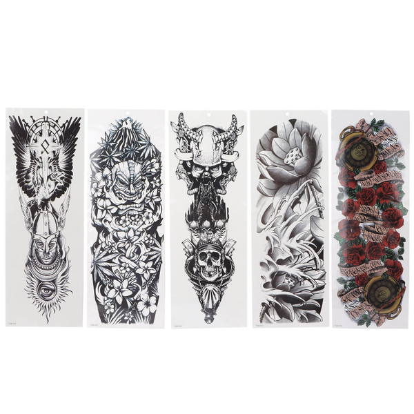 Full Arm Tattoos Stickers Waterproof Fake Tattoos Sticker Lifelike Tatoo Stickers 5Pcs/Set