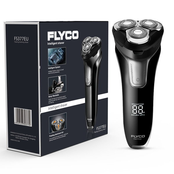 Flyco FS377EU Electric Shaver Beard Trimmers with 3 Floating Heads Shaving Razor Fully Washable Quick Rechargeable Hair Trimmer Wet & Dry LED Display