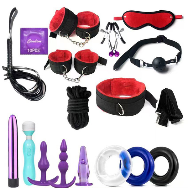 14Pcs Sex Set Toy PU Leather Bundled Tying Set SM Set for Couples Adults Sexy Suit for Couples Gameplay