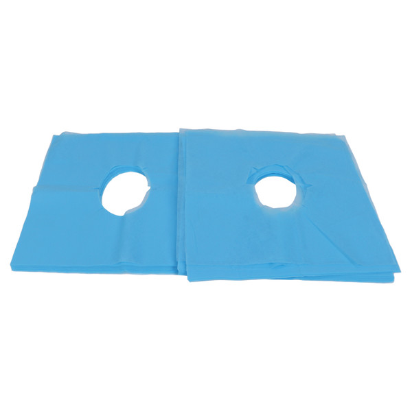 100Pcs Face Rest Cover Hole Design Good Water Absorption Breathable Disposable Headrest Cover for Beauty SalonsBlue