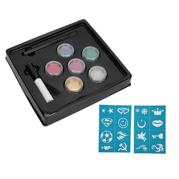 6 Colors Glitter Tattoos Set Face Body Paint Pigment Powder Temporary Body Art