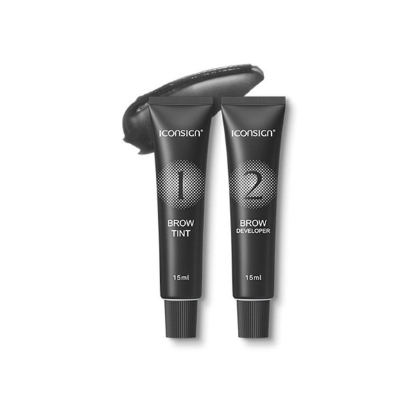 ICONSIGN Eyebrow Dye Kit Long-lasting Natural Wild Brow Dye Color Cream Tint Cream Developer Sweat-proof Non-smudging Eyebrow Makeup Set with Mascara Brush Lip Brush