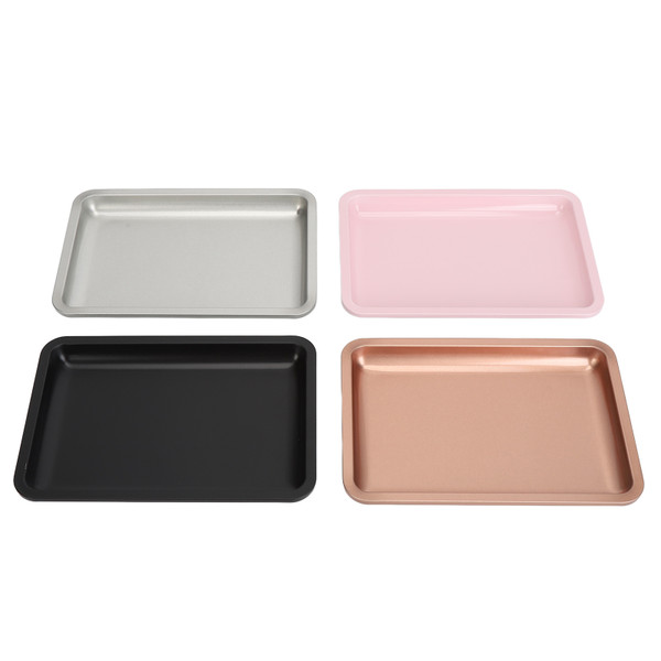 4 Color Stainless Steel Jewelry Tray Electroplated Rectangular Cosmetics Makeup Tray