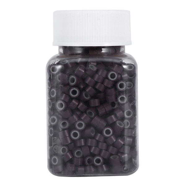 1000PCS/Bottle Professional Silicone Lining Link Rings Loops For Human Hair Extension(Brown)