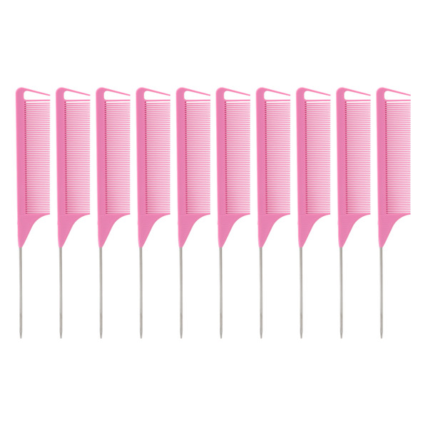 10pcs Rat Tail Combs Fine Teeth Prevent Static Smoothing Handle Pointed Hair Parting Combs