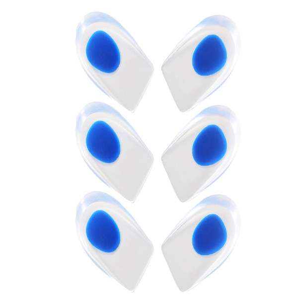 3 Pairs Silicone Gel Heel Cups Shock Absorption Heel Pads for Plantar Fasciitis Bone Spurs Dry Cracked Feet Blue S