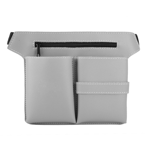 Hairdresser Barber Scissor Clips Hairdressing Holster Pouch Holder Case Bag PU leather(Silver)