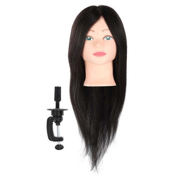 Real Hair Mannequin Head Practice Hairdresser Training Head Manikin Cosmetology Doll