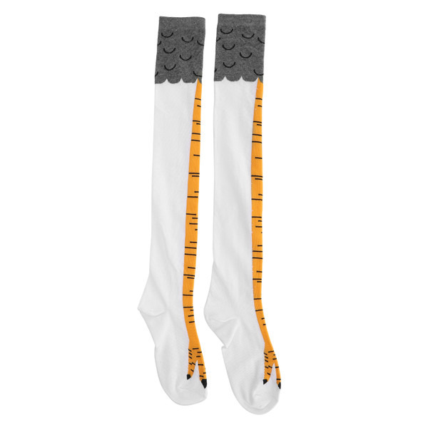 Chicken Leg Socks Crazy Novelty Funny Chicken Feet Socks Animal Cartoon Cosplay High Mid Sock for Women(White Yellow )