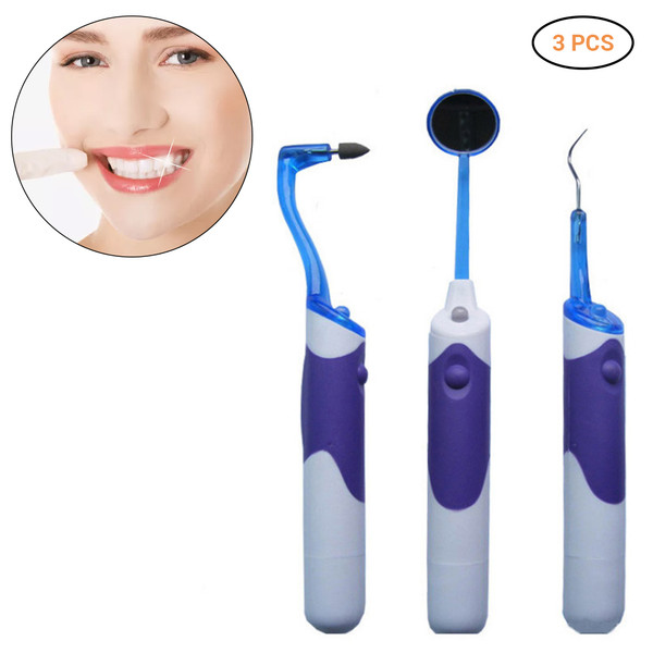 3Pcs Teeth Cleaning Kit LED Light Oral Mirror Hook Tooth Grinding  Oral Care Kit