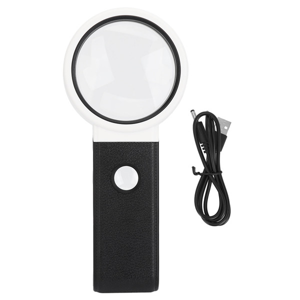 80mm Handheld Magnifying Glass 3 Light Colors Foldable Desktop Reading Magnifier for Elderly