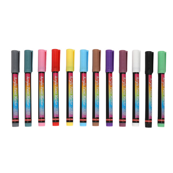12PCS Nail Polish Pens Multiple Colors High Elasticity Soft Head DIY Nail Art Graffiti Pen for Manicure