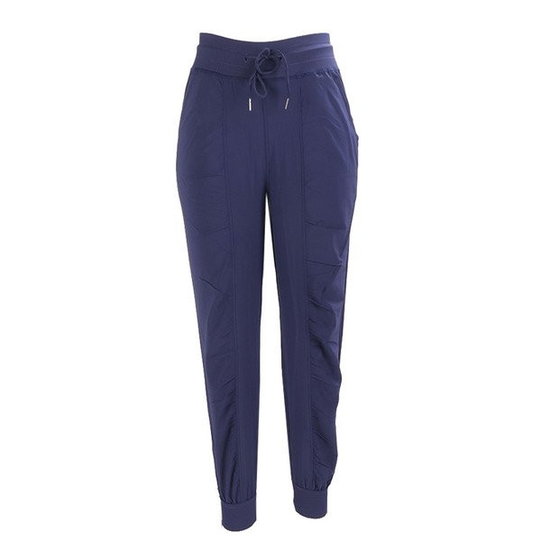 Sports Running Pants Polyester Quickly Drying Breathable Drawstring Fitness Training Trousers Navy Blue M