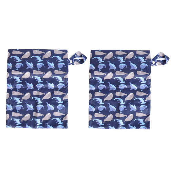 2 Packs Mess Proof Wet Diaper Bag Zipper Fashionable Double Layers Wet Dry Bag for Elderly 11 X 15.7in