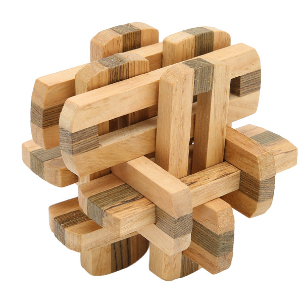 Wooden Interlocking Toy Double Color Prevent Alzheimer Brain Teaser Lock Puzzles for Elderly