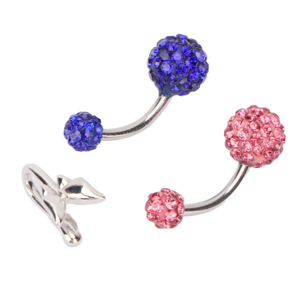 3pcs Navel Studs Alloy Shinning Rhinestone Rotating Belly Rings Studs Earring for Men Women