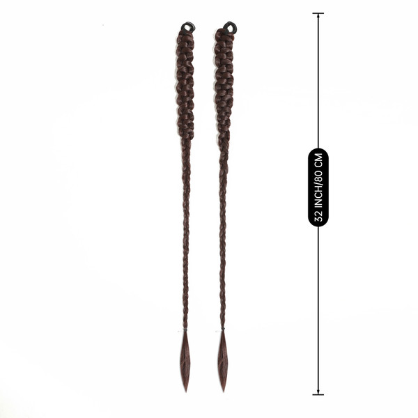 Pair Trendy Braided Ponytail Wig for Women Lightweight Twist Braids Hairpiece Long Braided Hair Extensions with Hair Tie Easy to Wear 32inch Length 150g Weight