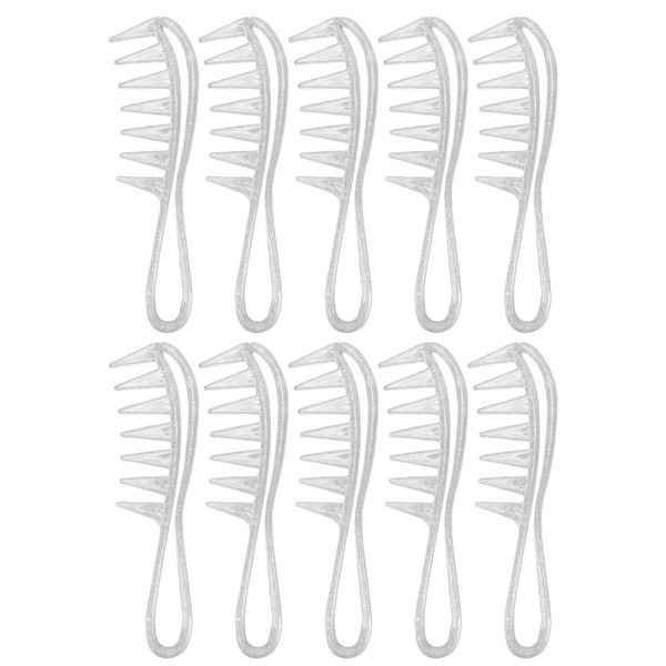 10pcs Wide Tooth Comb Ergonomic Handle Portable Plastic Detangling Comb for Men Women Hair Styling Flash Silver