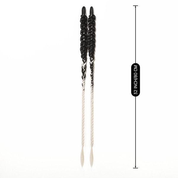 Pair Trendy Braided Ponytail Wig for Women Lightweight Twist Braids Hairpiece Long Braided Hair Extensions with Hair Tie Easy to Wear 32inch Length 150g Weight