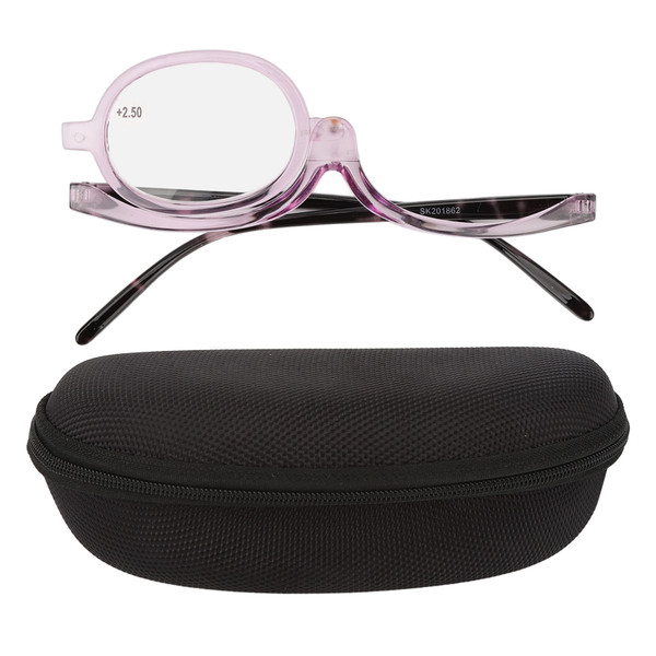 Makeup Reading Glasses Single Lens Magnifying Flip Down Rotating Makeup Glasses for Eyes +2.50