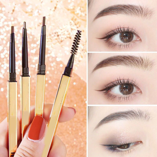 Eyebrow Pencil Waterproof Small Gold Bar Small Triangle Professional Microblading Eyebrow Makeup Pen for MakeupBlack