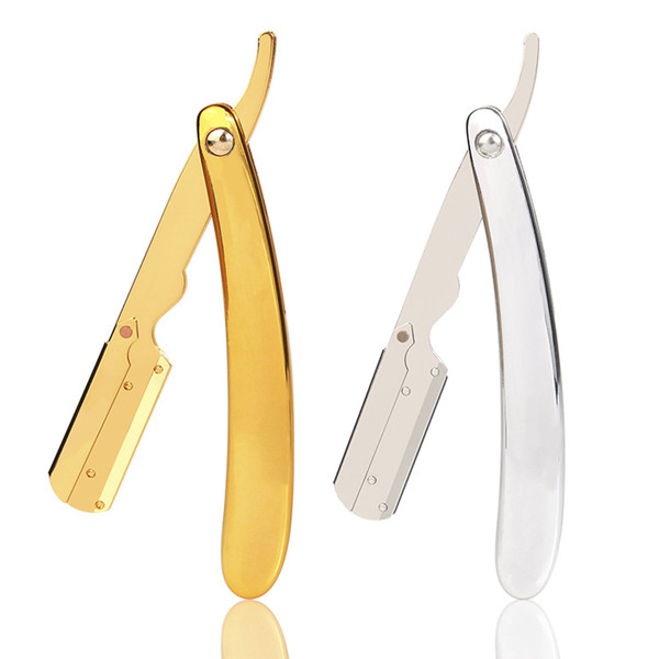1PC Traditional Manual Shaver Professional Straight Edge Stainless Steel Sharp Barber Razor Folding Shaving Knife Shave Beard for Men Barber Male Home Use Shaving Tools(Without Blade)