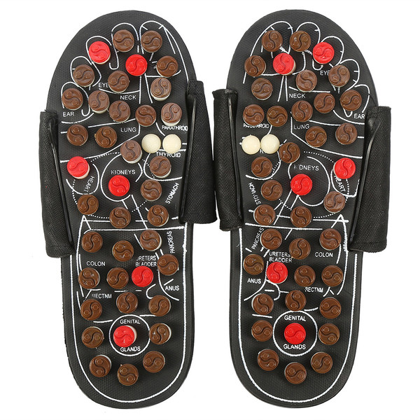 Massage Slippers Portable Foot Massager Women Men Massage Sandals Shoes (40-41 Rotating Eight Diagrams Black)