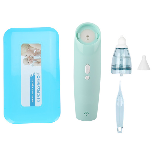 Electric Nasal Aspirator Portable Baby Mucus Removal Safe Hygienic Nose Cleaning Light Blue