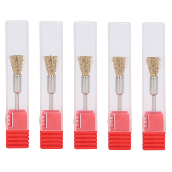 5pcs Nail Drill Bit Cleaning Brush Brass Wire Grinding Head Cleaner Brush Manicure Tool