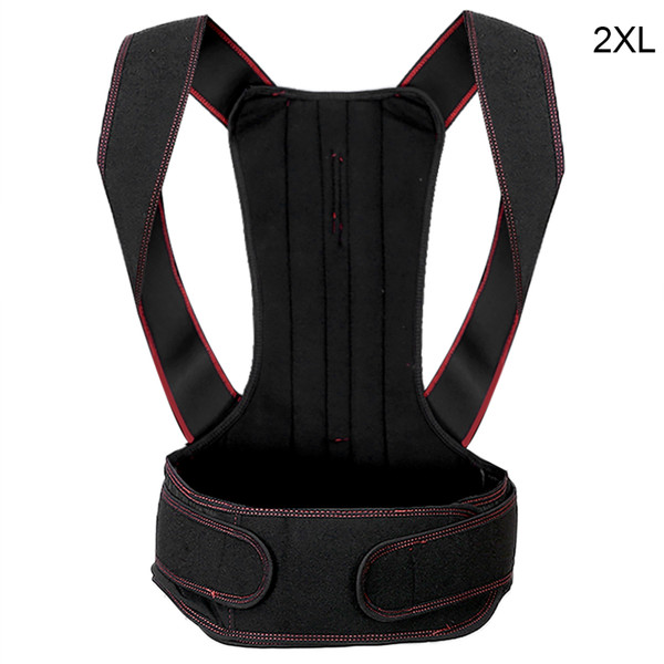 Unisex Adjustable Posture Corrector Brace Hunchback Correction Belt Back Spine Support2XL Red