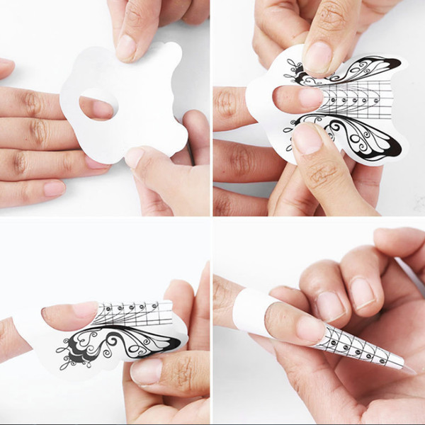 100PCS Nails Form Nail Sticker Art Tips Guide Sticker Adhesive Nail Form Extension Nail Tool Butterfly Shape for Acrylic UV Gel Nail Extension Guide Tools Nail Care Manicure DIY Tool