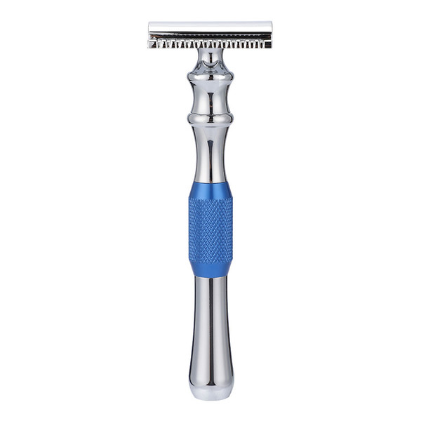 Man Shaving Razor Classic Double Edge Razor and Base Safety Shave (Blue Razor)