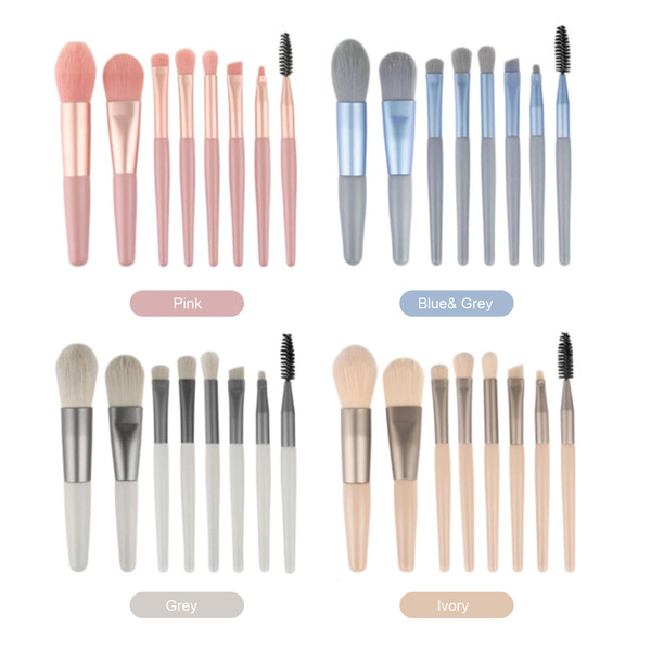 8PCS Makeup Cosmetic Brushes Kit Set Blush Brush / Foundation Brush / Eye Shadow Brush / Halo Dye Brush / Nose Shadow Brush / Eyebrow Brush / Lip Brush / Eyelash Brush for Beginner Salon Show Performance Daily Use Portable
