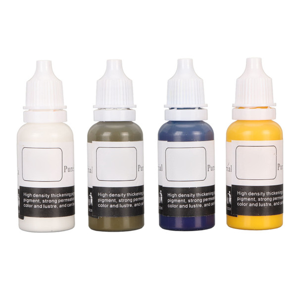 4 Colors 15ml Microblading Practice Ink Set Fast Coloring Strong Penetration Tattoo Practice Pigment for Eyebrow Lip