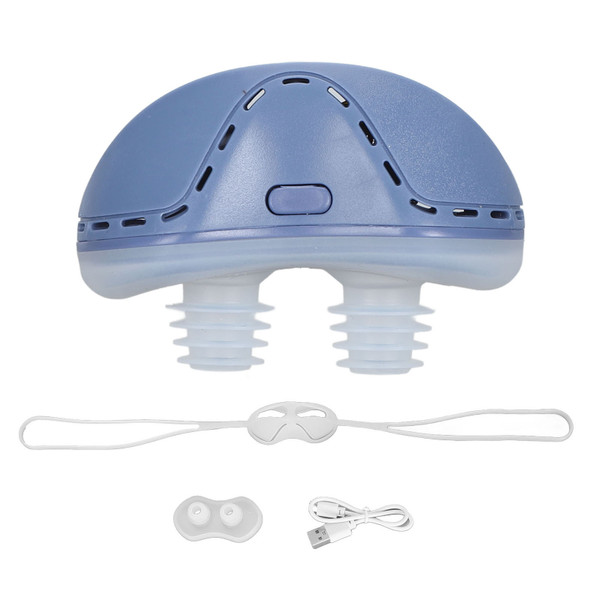 Electric Prevent Snoring Device Adjustable USB Rechargeable Portable Mini Snoring Problem Solution for Home Travel Blue