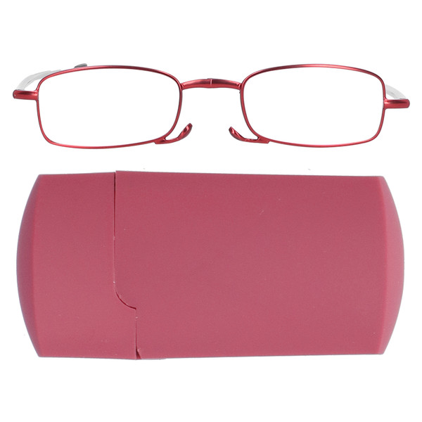 Elderly Foldable Reading Glasses Stainless Steel Blue Light Blocking Presbyopic Glasses(+150 Square Red)