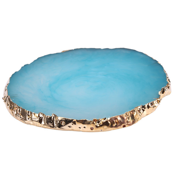 Natural Resin Stone Nail Art Plate Gel Polish Holder Drawing Color Palette Nail Display Blue