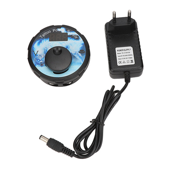 Tattoo Power Supply 3‑12V Adjustable LED Display Blue Digital Tattoo Power Supply 100‑240V EU Plug