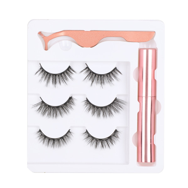 3 Pairs 5D False Eyelashes Magnetic Liquid Eyeliner Tweezers Set Eyelashes Makeup SetM1