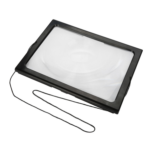 Foldable Ultrathin A4 Full Page Magnifying Glass with 3X Magnifier 4 LED Lights for Reading