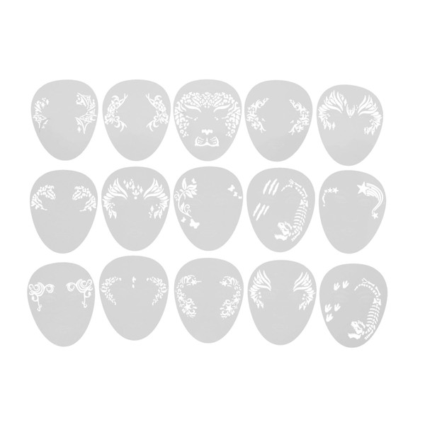 15 Pcs Face Paint Stencils Set PP Reusable Temporary Face Painting Makeup Drawing Patterns DIY Art Template