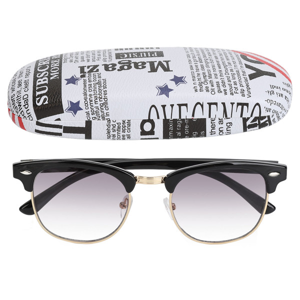 Progressive Multifocus Reading Glasses Progressive Scratch Resistant Photochromic Computer Glasses for Men Women Glossy Black Frame +100