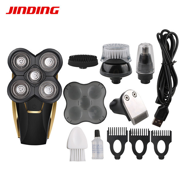 Jinding Electric Shaver Shaved Head Machine Five-head Rechargeable Waterproof Self-Assistant Bald Head Shaver 5599 gold five in one