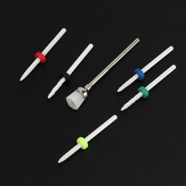 6pcs Nail Drill Bit Set Professional Home Salon Ceramic Cuticle Remover Bits for Nail Artist Novice