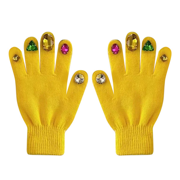 Rhinestone Nail Gloves DIY Professional Keep Warm Thickening Full Finger Soft Nail Rhinestone Gloves for Manicure Yellow