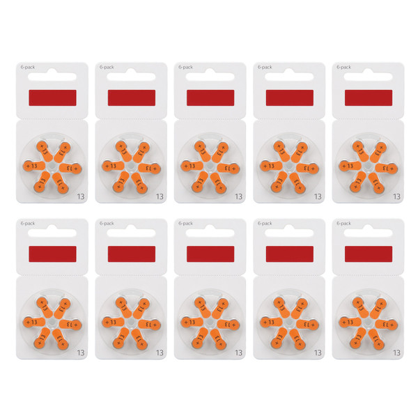 60pcs A13 Hearing Device Battery Zinc Air Lasting Power Sound Aid Batteries for Behind The Ear Hearing Device